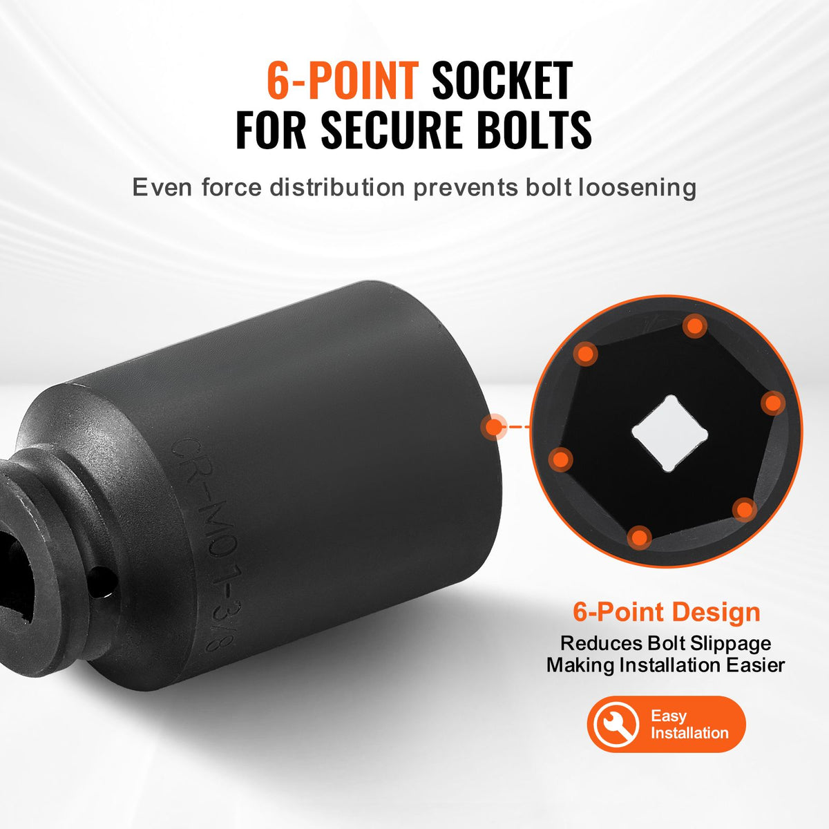 Axle Nut Impact Socket Set, 1/2" Drive Deep 6-Point 8-Piece SAE Spindle Nut Socket Set, CR-MO Heat Treated Large Socket Set with Storage Case, for Auto Repair, Removing or Installing Axle Nuts