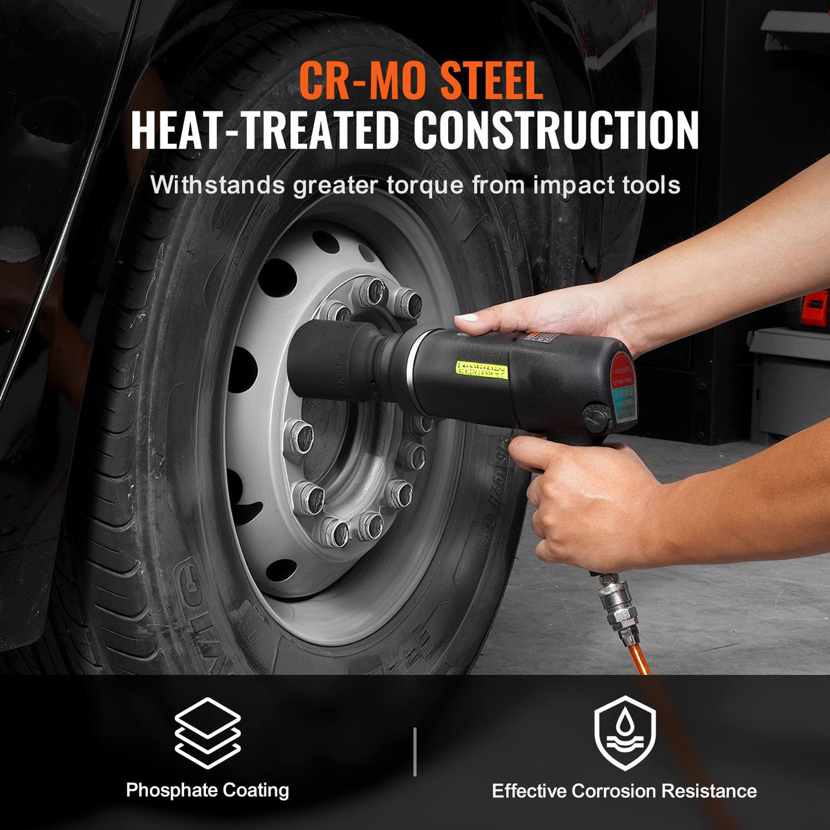 Axle Nut Impact Socket Set, 1/2" Drive Deep 6-Point 8-Piece SAE Spindle Nut Socket Set, CR-MO Heat Treated Large Socket Set with Storage Case, for Auto Repair, Removing or Installing Axle Nuts