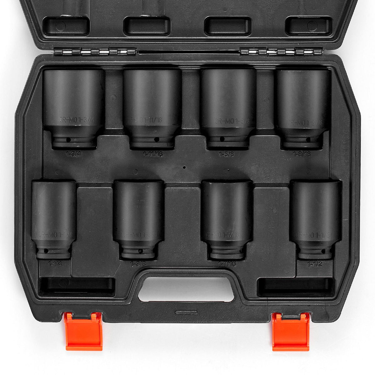 Axle Nut Impact Socket Set, 1/2" Drive Deep 6-Point 8-Piece SAE Spindle Nut Socket Set, CR-MO Heat Treated Large Socket Set with Storage Case, for Auto Repair, Removing or Installing Axle Nuts