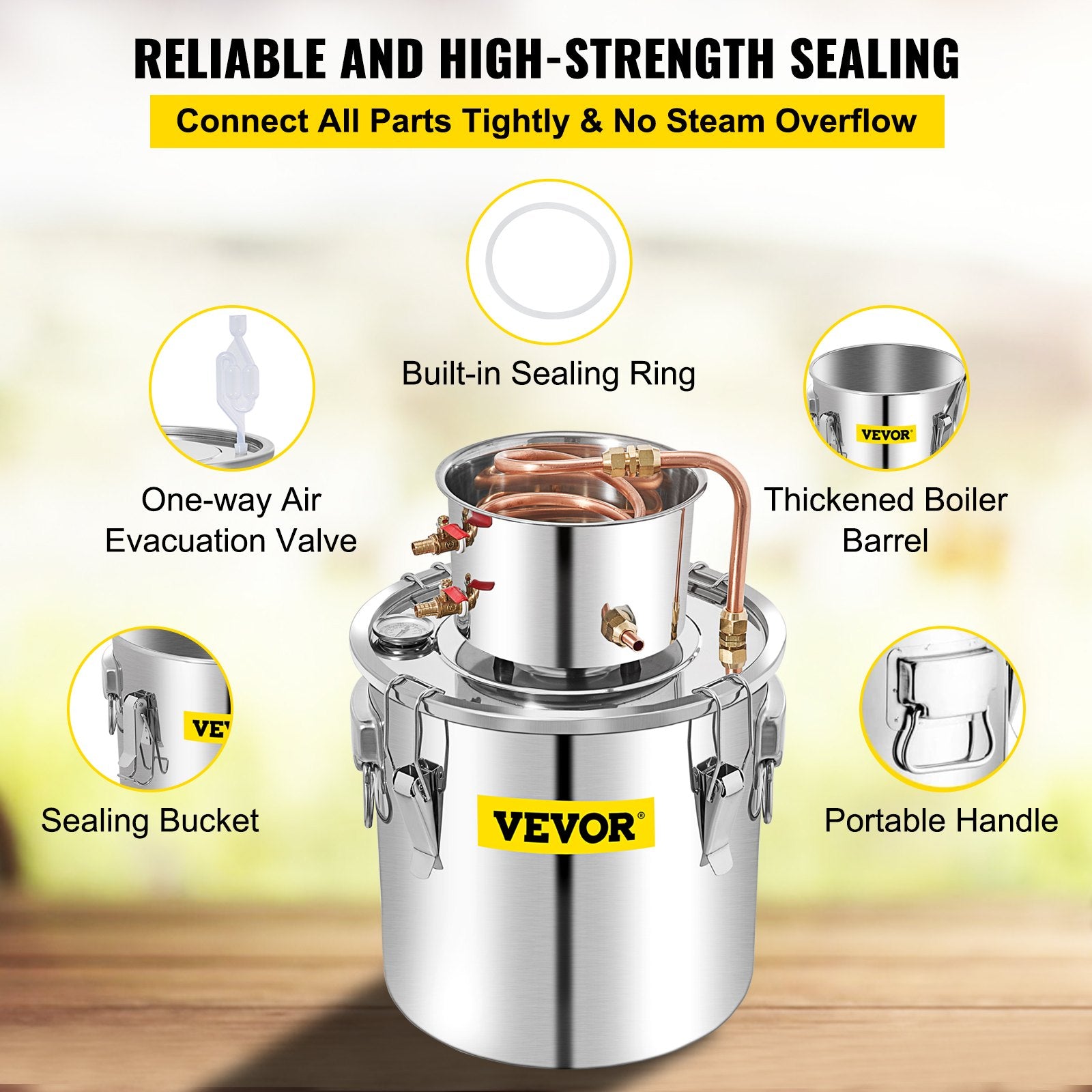 Distilling & Brewing: VEVOR 50L Water Alcohol Distiller Copper Moonshinestill Brewing w/ Water Pump