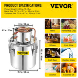 Distilling & Brewing: VEVOR 50L Water Alcohol Distiller Copper Moonshinestill Brewing w/ Water Pump