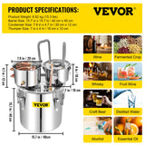 Distilling & Brewing: VEVOR Moonshine Still Water Alcohol Distiller 50L w/Thumper Keg & Water Pump