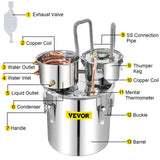 Distilling & Brewing: VEVOR Moonshine Still Water Alcohol Distiller 50L w/Thumper Keg & Water Pump