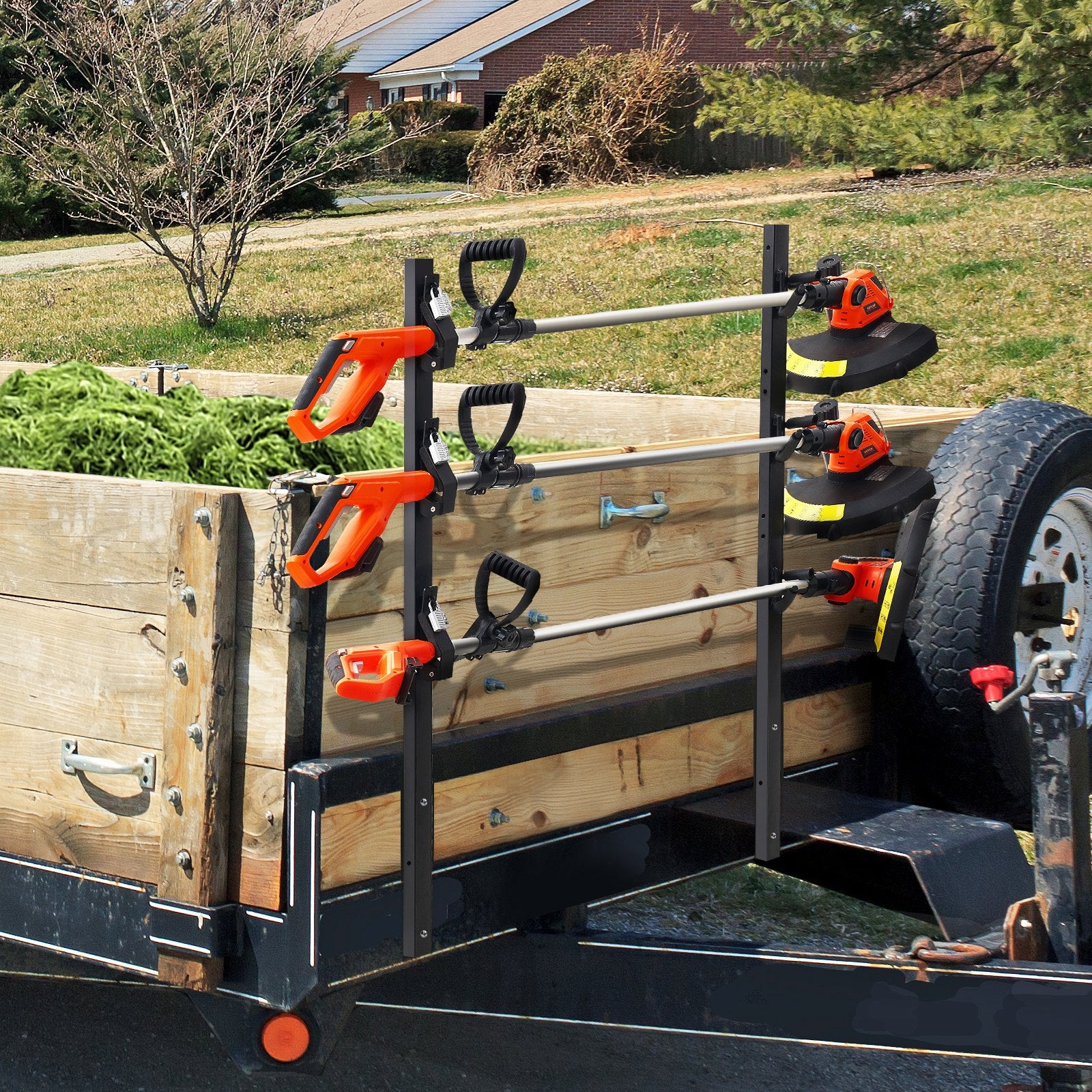 Bicycle Stands & Storage: VEVOR Trimmer Rack, 3 Place Weeder Trimmer Rack, Locking Trim Holder Landscape Trailer Rack Carrier Mount on Open Pickup/Trailer Enclosed Trailers, Pair