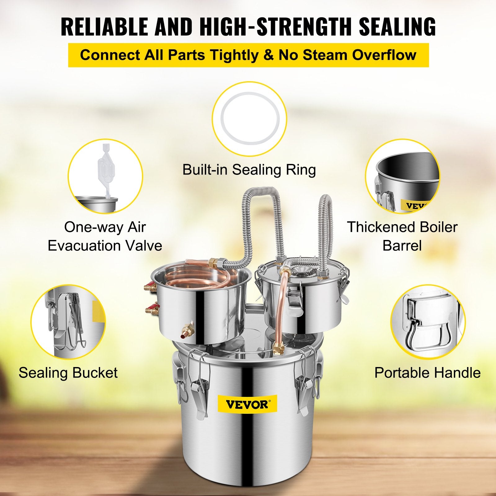 Distilling & Brewing: VEVOR 3 Pot 12L Alcohol Distiller Water Wine Boiler Home Brew Moonshinestill