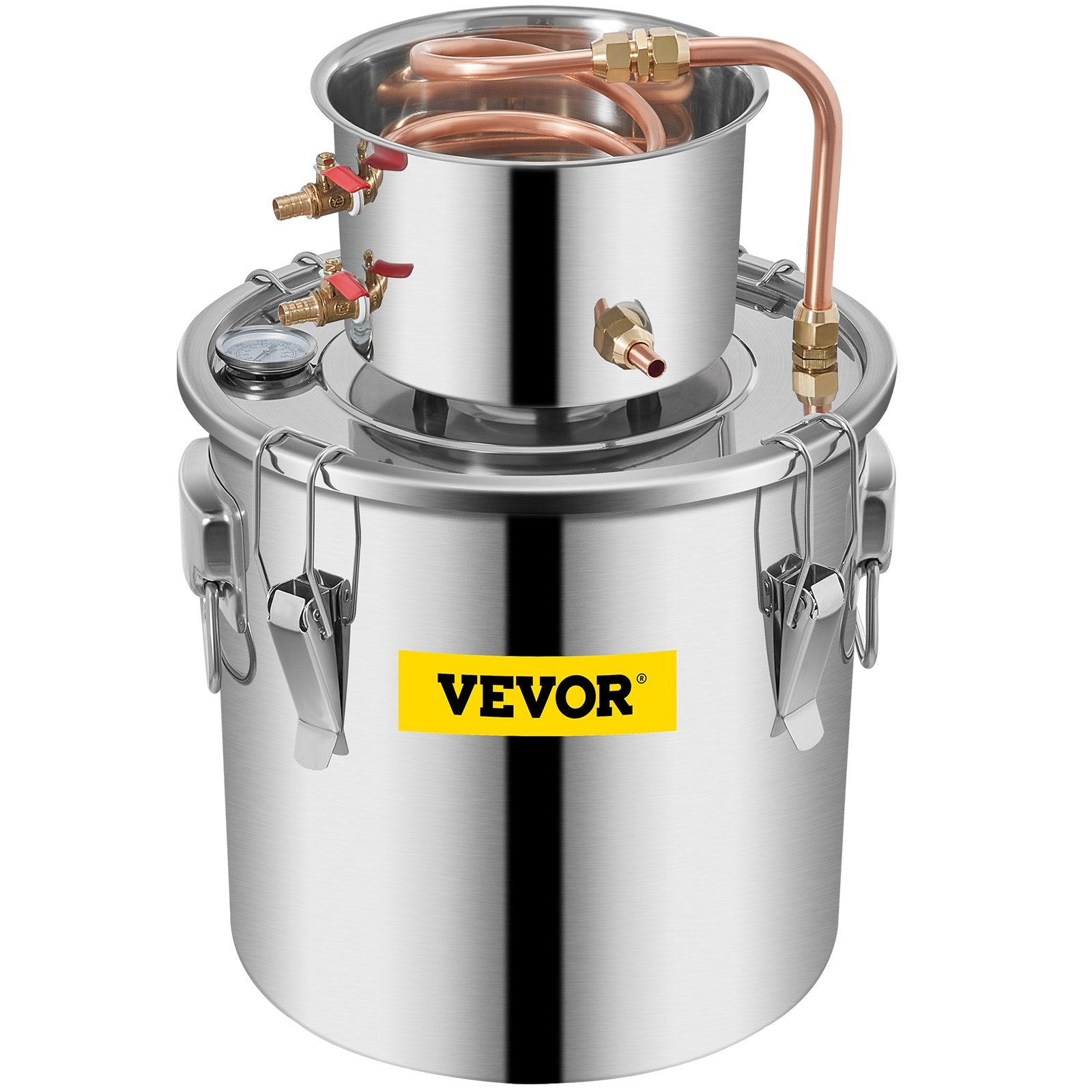 Distilling & Brewing: VEVOR Moonshine Still 3 Gal 12L Stainless Steel Water Alcohol Distiller Copper Tube Home Brewing Kit Build-in Thermometer for DIY Whisky Wine Brandy, 3Gal, Sliver