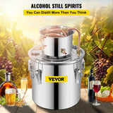 Distilling & Brewing: VEVOR Moonshine Still 3 Gal 12L Stainless Steel Water Alcohol Distiller Copper Tube Home Brewing Kit Build-in Thermometer for DIY Whisky Wine Brandy, 3Gal, Sliver