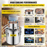 Distilling & Brewing: VEVOR Moonshine Still 3 Gal 12L Stainless Steel Water Alcohol Distiller Copper Tube Home Brewing Kit Build-in Thermometer for DIY Whisky Wine Brandy, 3Gal, Sliver