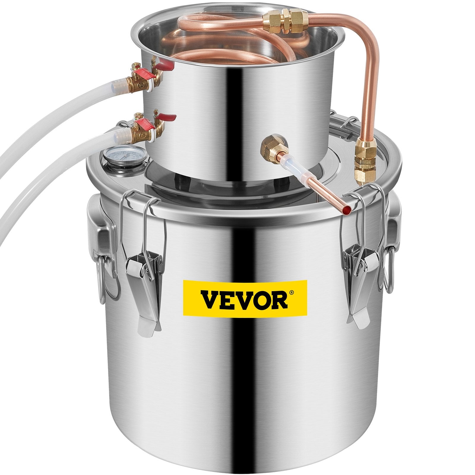 Distilling & Brewing: VEVOR Moonshine Still 3 Gal 12L Stainless Steel Water Alcohol Distiller Copper Tube Home Brewing Kit Build-in Thermometer for DIY Whisky Wine Brandy, 3Gal, Sliver
