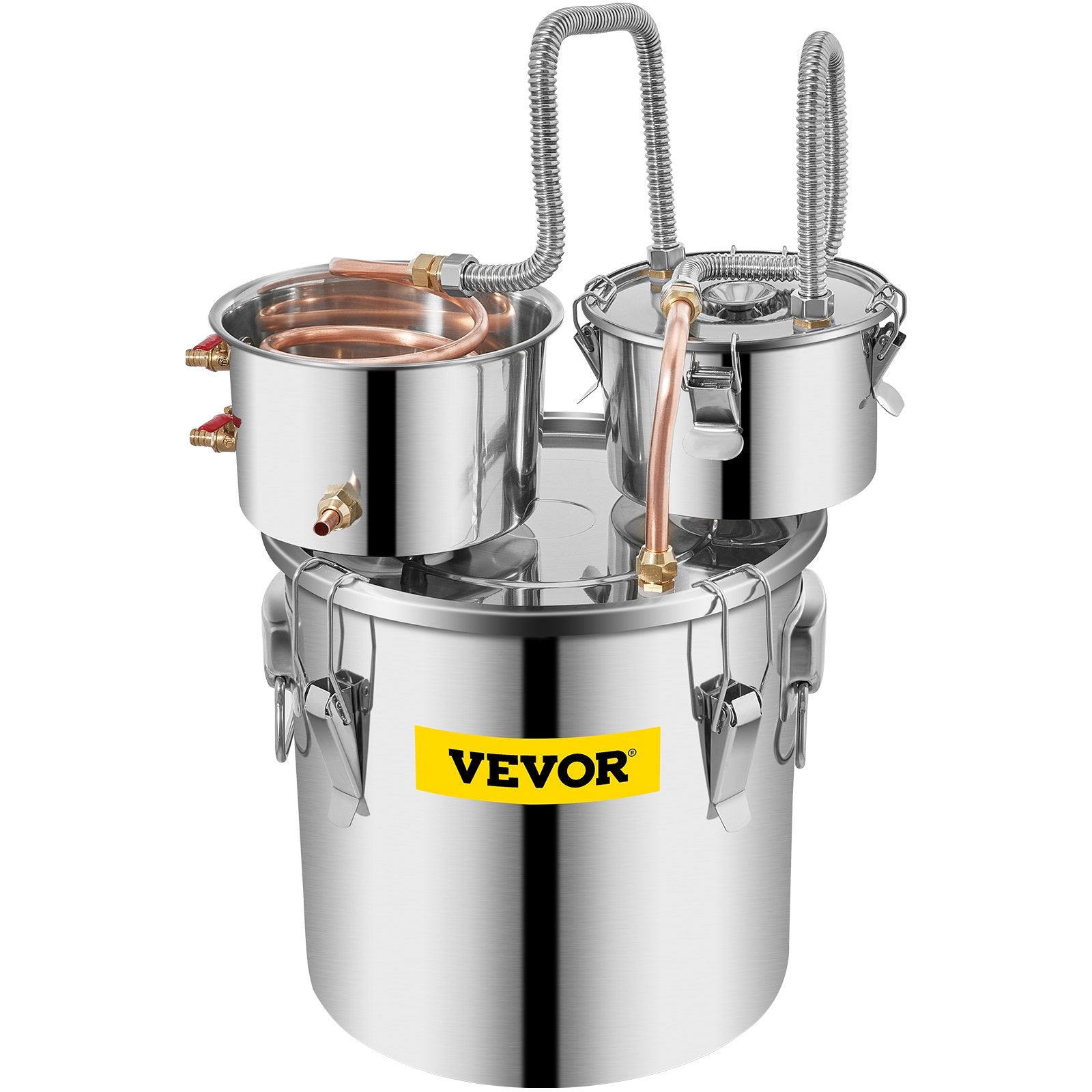 Distilling & Brewing: VEVOR Moonshine Still 5 Gal 21L Stainless Steel Water Alcohol Distiller Copper Tube Home Brewing Kit Build-in Thermometer for DIY Whisky Wine Brandy, 5GAL, 3 pots