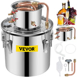 Distilling & Brewing: VEVOR Moonshine Still 5 Gal 21L Stainless Steel Water Alcohol Distiller Copper Tube Home Brewing Kit Build-in Thermometer for DIY Whisky Wine Brandy, 5Gal, Silver