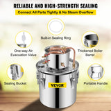 Distilling & Brewing: VEVOR Moonshine Still 5 Gal 21L Stainless Steel Water Alcohol Distiller Copper Tube Home Brewing Kit Build-in Thermometer for DIY Whisky Wine Brandy, 5Gal, Silver