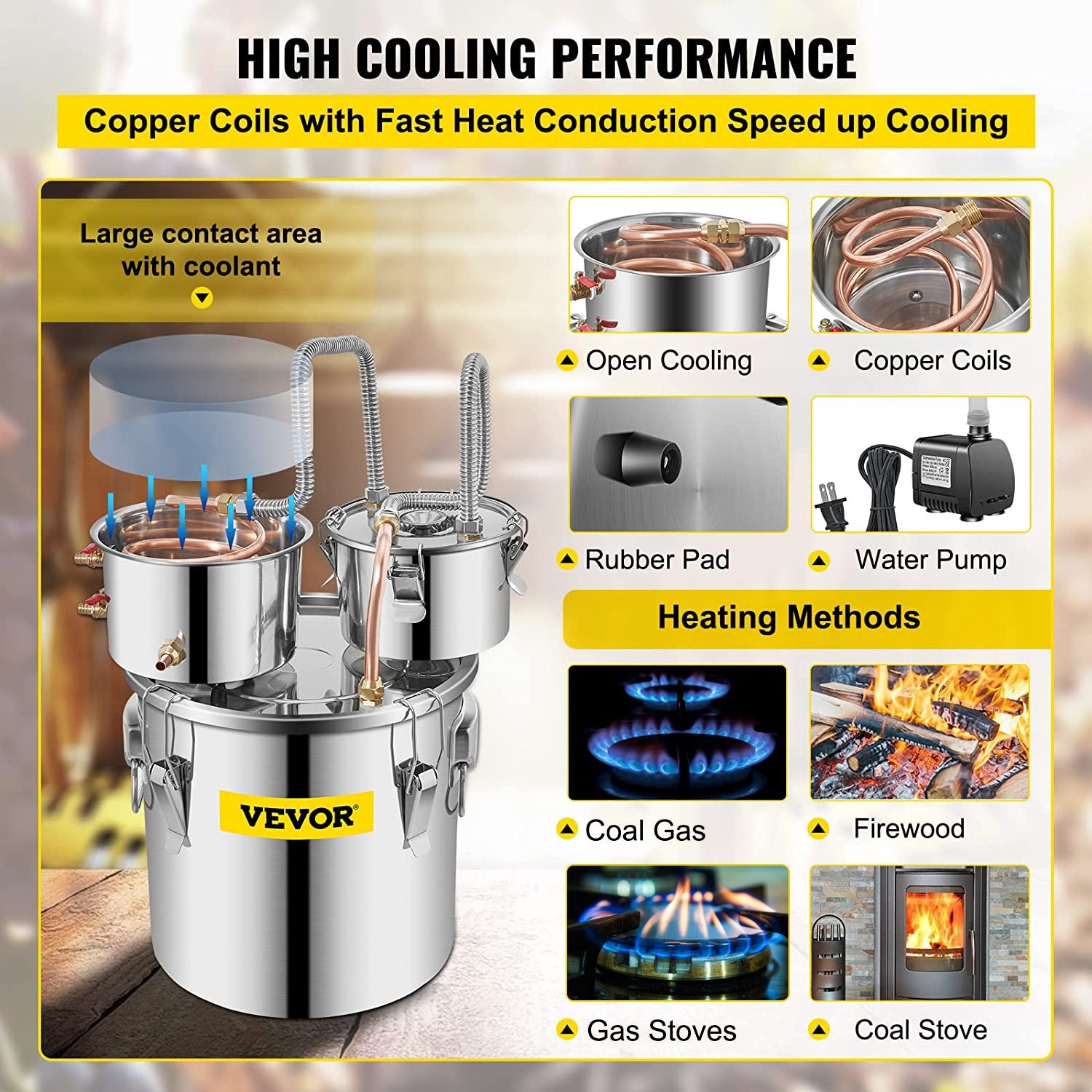 Distilling & Brewing: Vevor 30L 8Gal Alcohol Distiller Water Spirit Boiler Home Brew Copper Alcohol Still