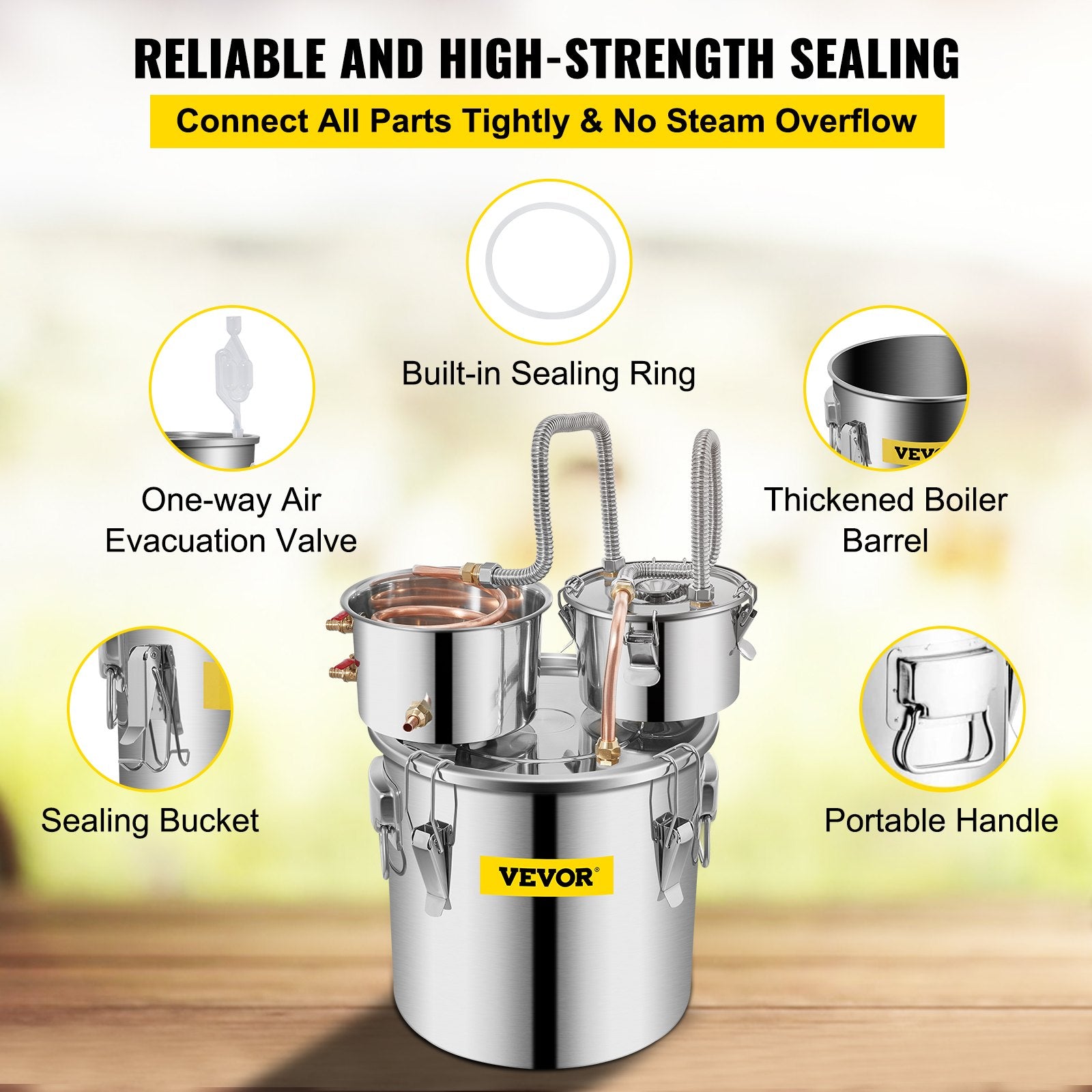 Distilling & Brewing: Vevor 30L 8Gal Alcohol Distiller Water Spirit Boiler Home Brew Copper Alcohol Still