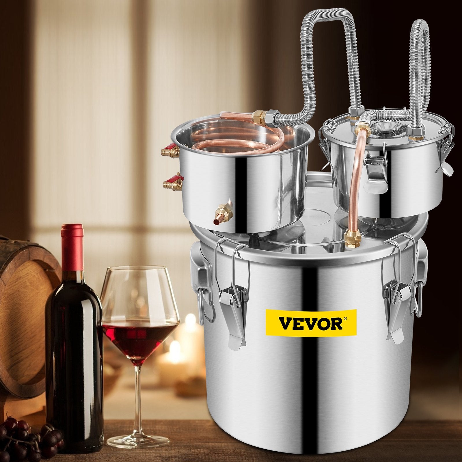 Distilling & Brewing: Vevor 30L 8Gal Alcohol Distiller Water Spirit Boiler Home Brew Copper Alcohol Still