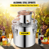 Distilling & Brewing: VEVOR Moonshine Still 9.6Gal 38L Stainless Steel Water Alcohol Distiller Copper Tube Home Brewing Kit Build-in Thermometer for DIY Whisky Wine Brandy, Sliver