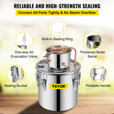 Distilling & Brewing: VEVOR Moonshine Still 9.6Gal 38L Stainless Steel Water Alcohol Distiller Copper Tube Home Brewing Kit Build-in Thermometer for DIY Whisky Wine Brandy, Sliver