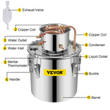 Distilling & Brewing: VEVOR Moonshine Still 9.6Gal 38L Stainless Steel Water Alcohol Distiller Copper Tube Home Brewing Kit Build-in Thermometer for DIY Whisky Wine Brandy, Sliver