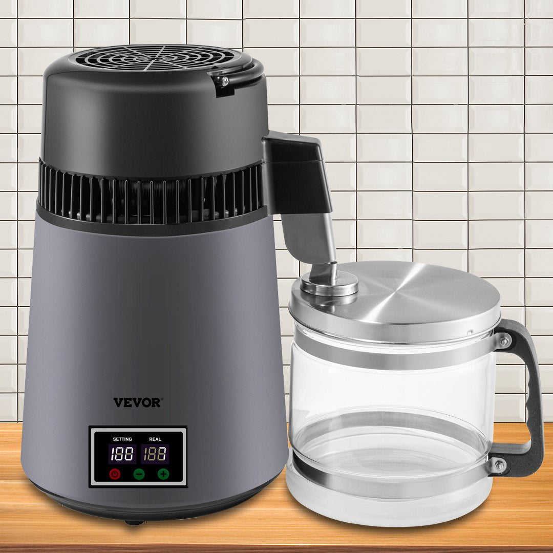 Shower Accessories: VEVOR Home Water Distiller Distilled Water Maker 4 L with Dual Temp Display Grey