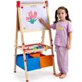 Board Games: VEVOR Art Easel for Kids, 3-in-1 Wooden Double-Sided Kid's Art Easel with Magnetic Whiteboard, Chalkboard, Paper Roll, Adjustable Standing Drawing Board with Painting Accessories, Storage for Boy Girl