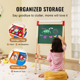 Board Games: VEVOR Art Easel for Kids, 3-in-1 Wooden Double-Sided Kid's Art Easel with Magnetic Whiteboard, Chalkboard, Paper Roll, Adjustable Standing Drawing Board with Painting Accessories, Storage for Boy Girl