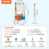 Board Games: VEVOR Art Easel for Kids, 3-in-1 Wooden Double-Sided Kid's Art Easel with Magnetic Whiteboard, Chalkboard, Paper Roll, Adjustable Standing Drawing Board with Painting Accessories, Storage for Boy Girl