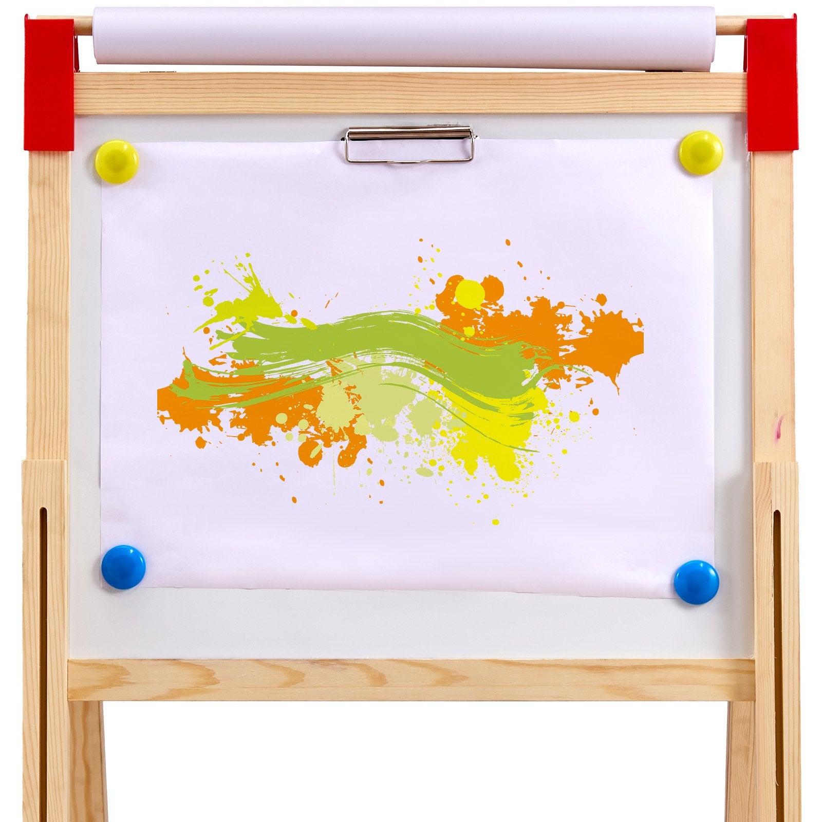 Art Easel for Kids, 3-in-1 Wooden Double-Sided Kid's Art Easel with Magnetic Whiteboard, Chalkboard, Paper Roll, Adjustable Standing Drawing Board with Painting Accessories, Storage for Boy Girl