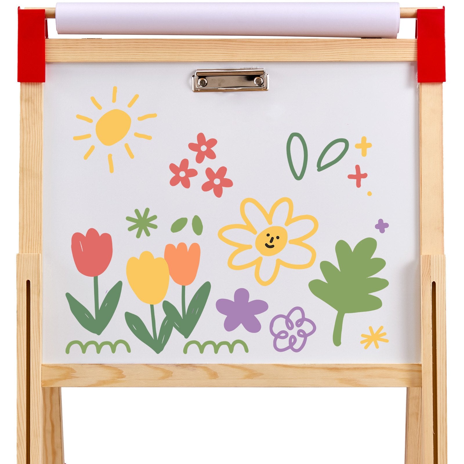 Art Easel for Kids, 3-in-1 Wooden Double-Sided Kid's Art Easel with Magnetic Whiteboard, Chalkboard, Paper Roll, Adjustable Standing Drawing Board with Painting Accessories, Storage for Boy Girl