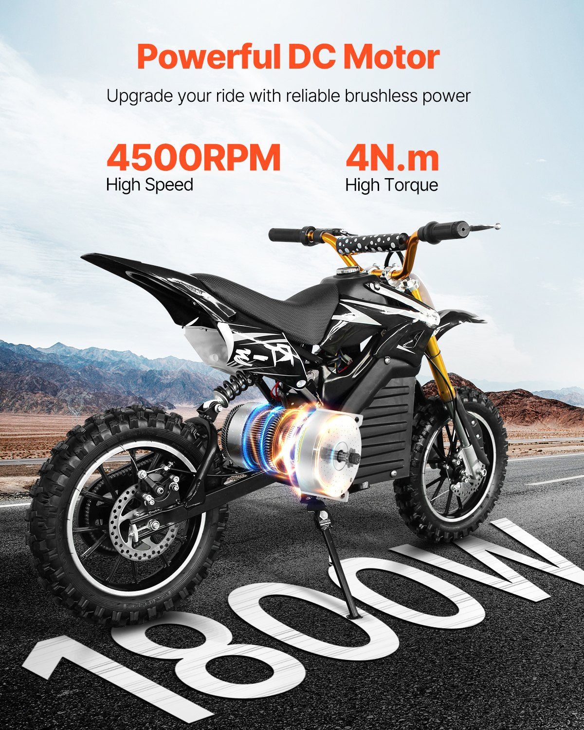 Exercise Bikes: VEVOR 1800W Electric Brushless DC Motor 48V 4500rpm Motor for E-Bike Dirt Bike