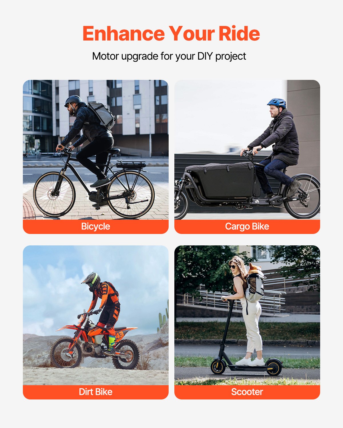 Exercise Bikes: VEVOR 1800W Electric Brushless DC Motor 48V 4500rpm Motor for E-Bike Dirt Bike