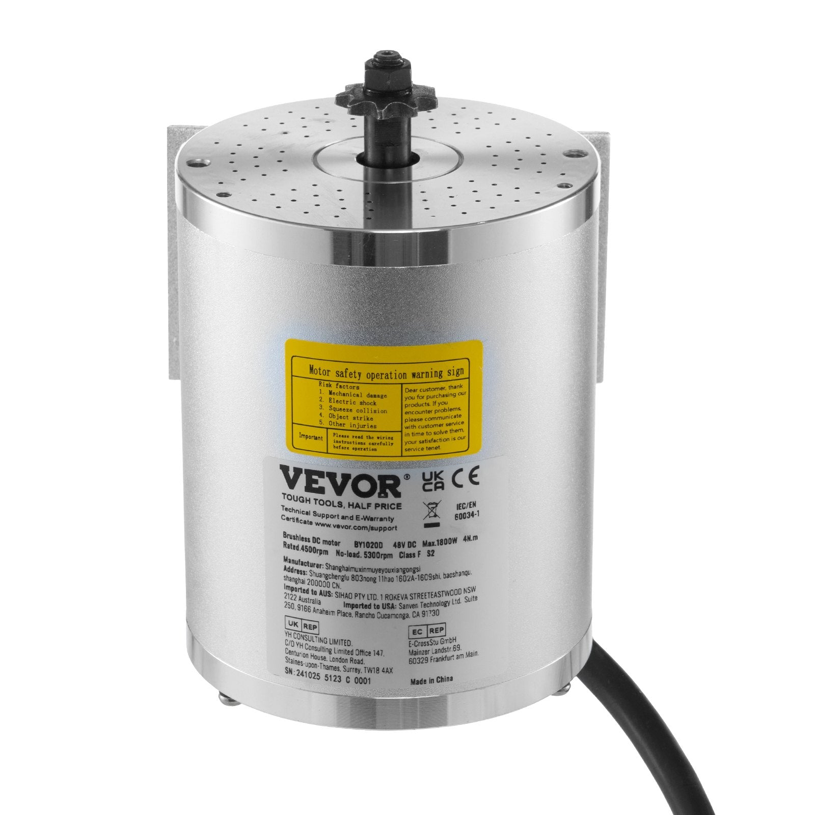 Exercise Bikes: VEVOR 1800W Electric Brushless DC Motor 48V 4500rpm Motor for E-Bike Dirt Bike