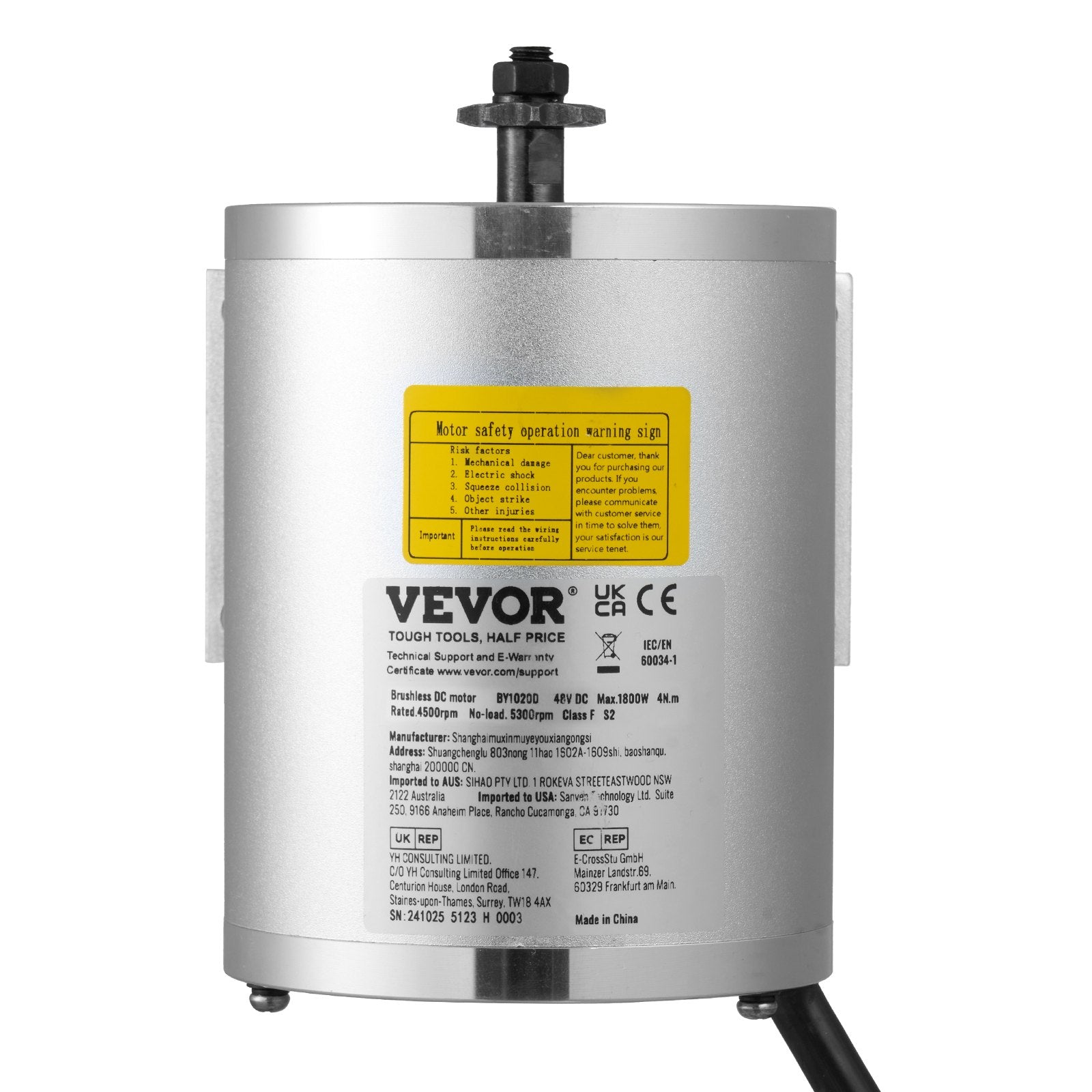 Exercise Bikes: VEVOR 1800W Electric Brushless DC Motor 48V 4500rpm Motor for E-Bike Dirt Bike