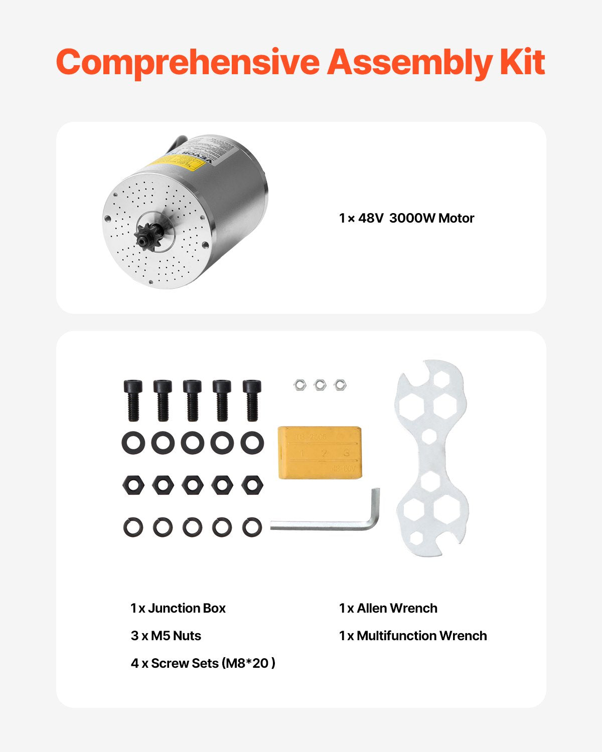 Fuel & Exhaust: VEVOR 3000W Electric Brushless DC Motor Kit - 72V 4900rpm Motor with Upgraded Speed Controller for Go Karts E-Bike Motorcycle Scooter