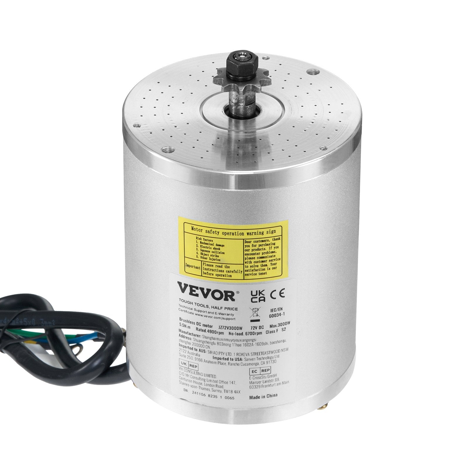 Fuel & Exhaust: VEVOR 3000W Electric Brushless DC Motor Kit - 72V 4900rpm Motor with Upgraded Speed Controller for Go Karts E-Bike Motorcycle Scooter