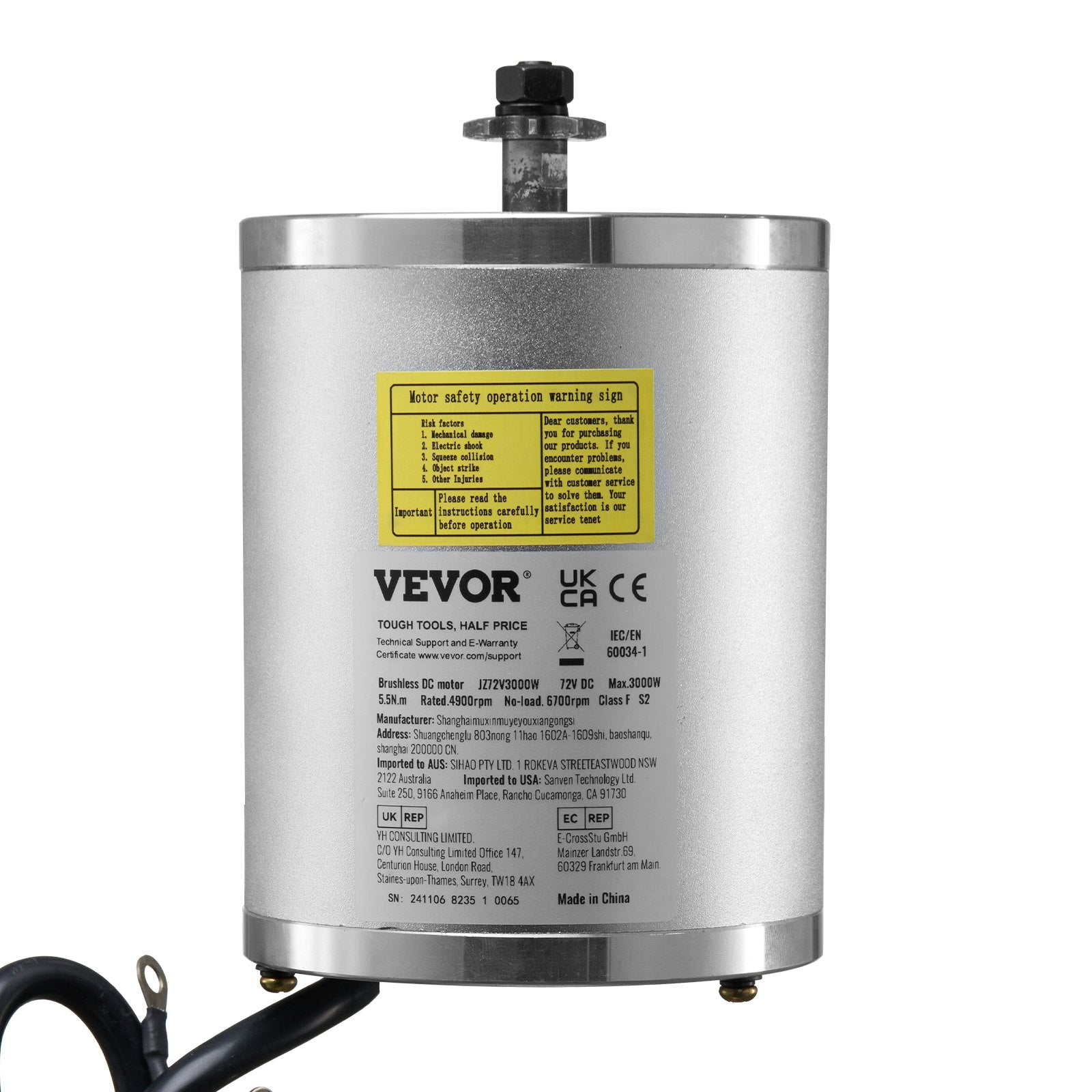 Fuel & Exhaust: VEVOR 3000W Electric Brushless DC Motor Kit - 72V 4900rpm Motor with Upgraded Speed Controller for Go Karts E-Bike Motorcycle Scooter