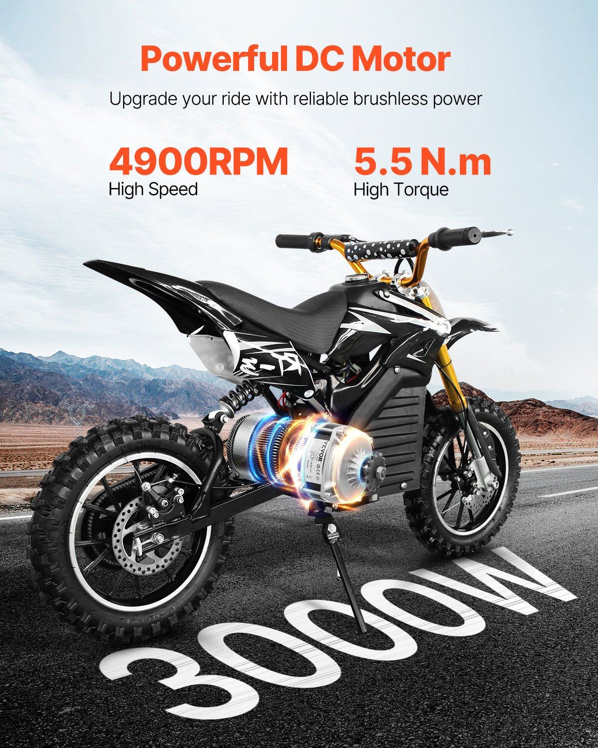 3000W Electric Brushless DC Motor, 72V 4900rpm Go Kart Electric Motor, Electric Dirt Bike Motor Engine for E-Bike Motorcycle Scooter DIY