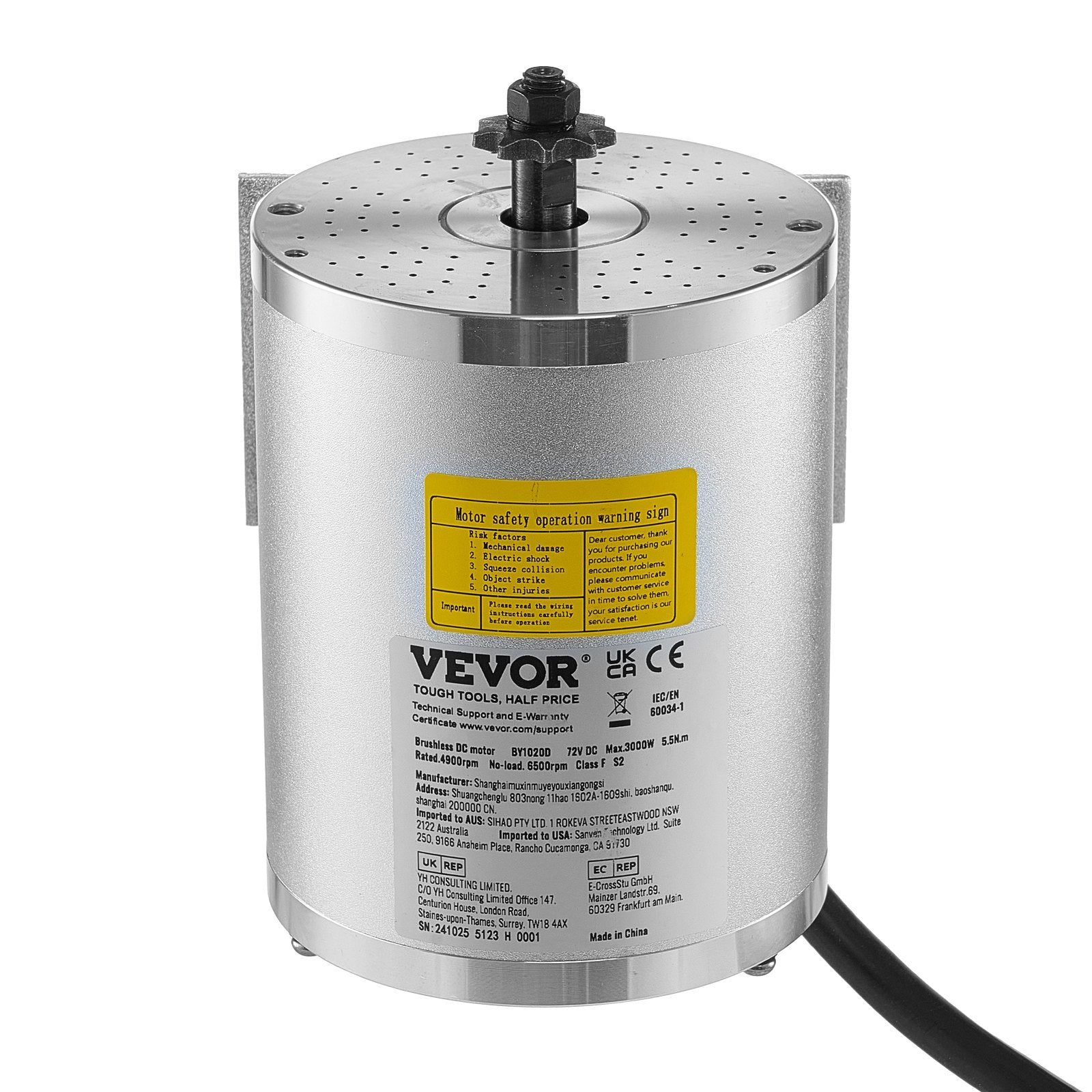 3000W Electric Brushless DC Motor, 72V 4900rpm Go Kart Electric Motor, Electric Dirt Bike Motor Engine for E-Bike Motorcycle Scooter DIY