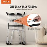 Portable Air Conditioners: VEVOR 2 in 1 Folding Walker & Removable Armrests, Height Adjustable Foldable Walker with 5" Solid Wheels, Lightweight Aluminum | Front Wheeled Mobility Aid for Elderly Handicapped Disabled, 450 Pounds