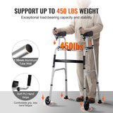 Portable Air Conditioners: VEVOR 2 in 1 Folding Walker & Removable Armrests, Height Adjustable Foldable Walker with 5" Solid Wheels, Lightweight Aluminum | Front Wheeled Mobility Aid for Elderly Handicapped Disabled, 450 Pounds