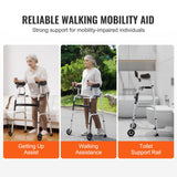 Portable Air Conditioners: VEVOR 2 in 1 Folding Walker & Removable Armrests, Height Adjustable Foldable Walker with 5" Solid Wheels, Lightweight Aluminum | Front Wheeled Mobility Aid for Elderly Handicapped Disabled, 450 Pounds