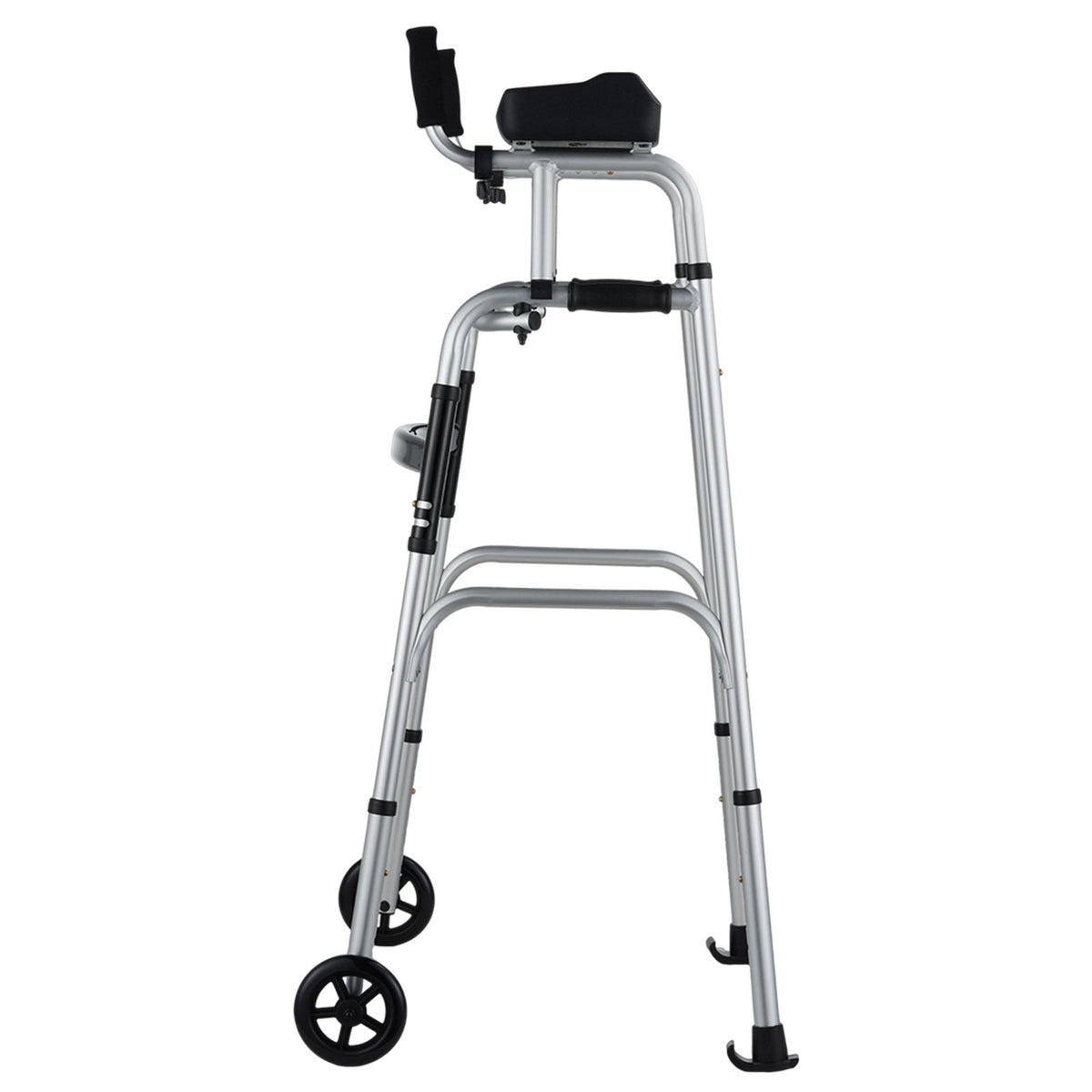 2 in 1 Folding Walker & Removable Armrests, Height Adjustable Foldable Walker with 5" Solid Wheels, Lightweight Aluminum | Front Wheeled Mobility Aid for Elderly Handicapped Disabled, 450 Pounds