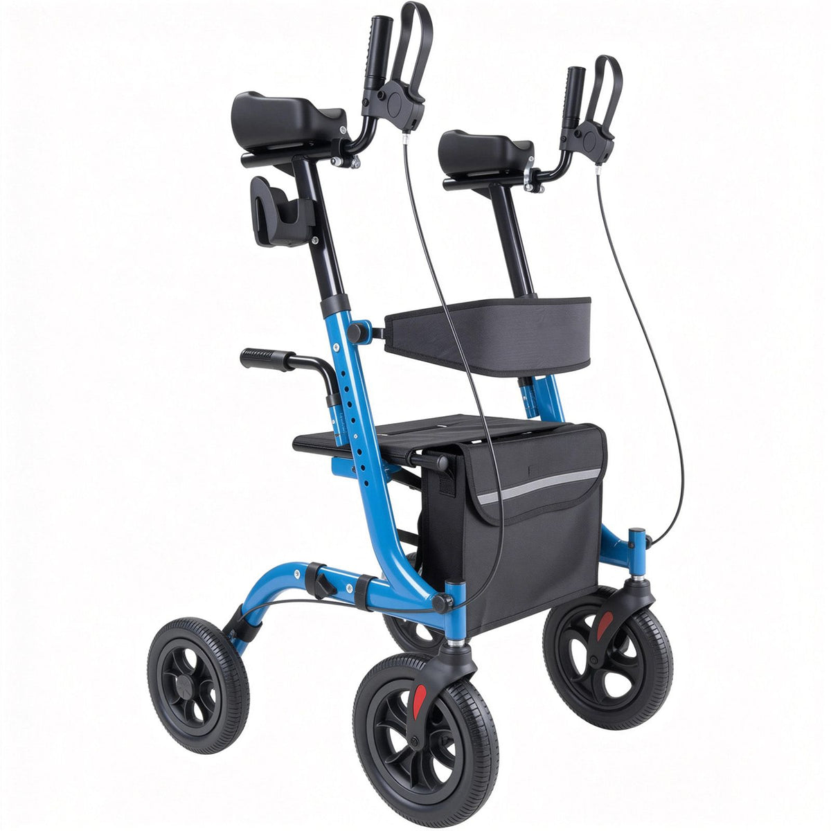 Rollator Walker with Seat for Seniors, Foldable Rolling Walker, Lightweight Aluminum Mobility Walking Aid with PU Solid Wheels, Adjustable Handle, Storage Bag, Cup/Cane Holder - Supports 136kg