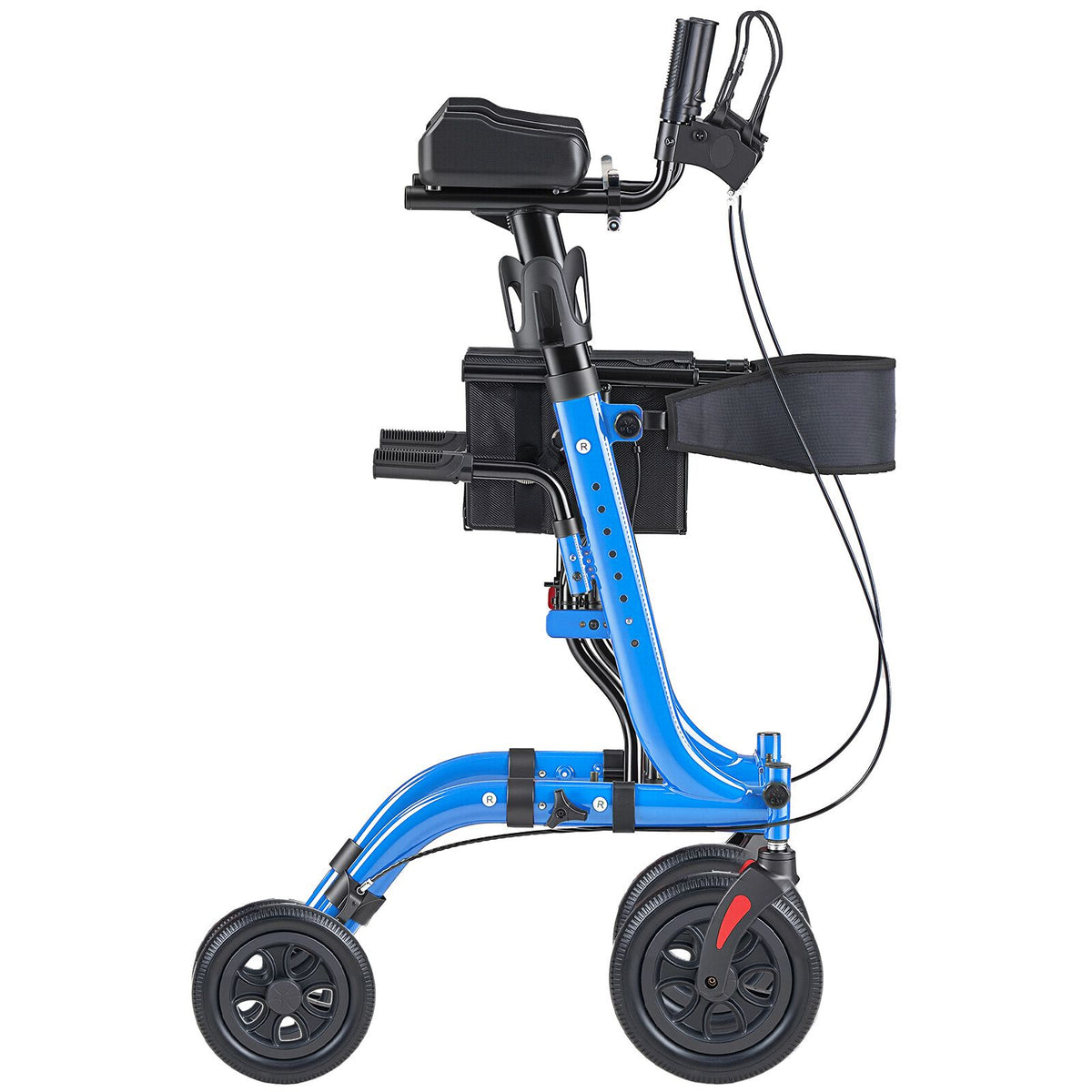 Rollator Walker with Seat for Seniors, Foldable Rolling Walker, Lightweight Aluminum Mobility Walking Aid with PU Solid Wheels, Adjustable Handle, Storage Bag, Cup/Cane Holder - Supports 136kg