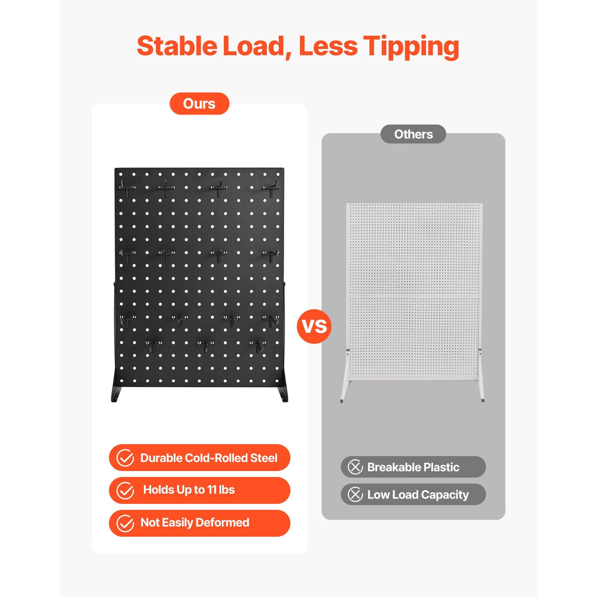 Pegboard Display Stand, 43 x 33 cm Tabletop Pegboard Display Stand with 15 Hooks, Thickened Cold-Rolled Steel Peg Board Panel for Grocery, Retail Store and Jewelry Shop, Black (1 PCS)
