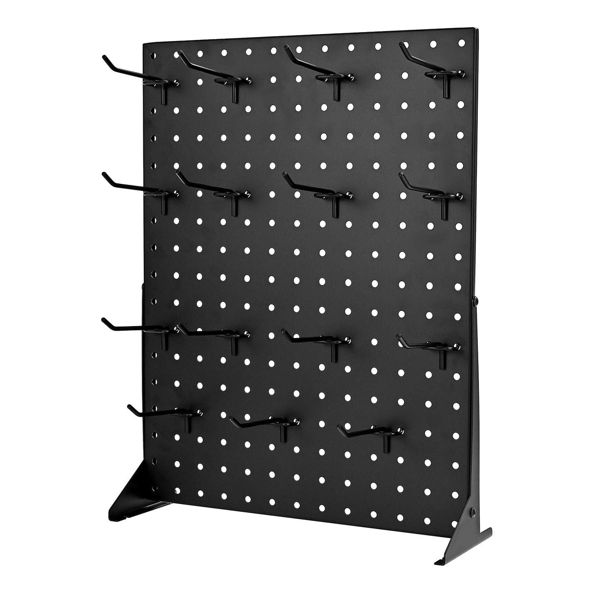 Pegboard Display Stand, 43 x 33 cm Tabletop Pegboard Display Stand with 15 Hooks, Thickened Cold-Rolled Steel Peg Board Panel for Grocery, Retail Store and Jewelry Shop, Black (1 PCS)