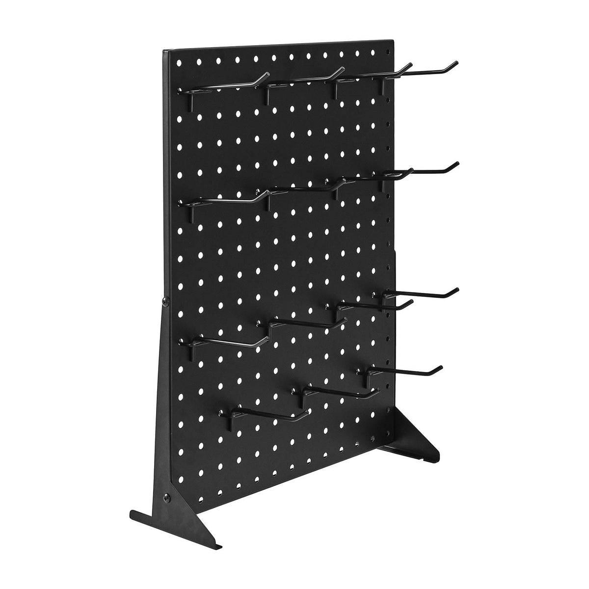 Pegboard Display Stand, 43 x 33 cm Tabletop Pegboard Display Stand with 15 Hooks, Thickened Cold-Rolled Steel Peg Board Panel for Grocery, Retail Store and Jewelry Shop, Black (1 PCS)