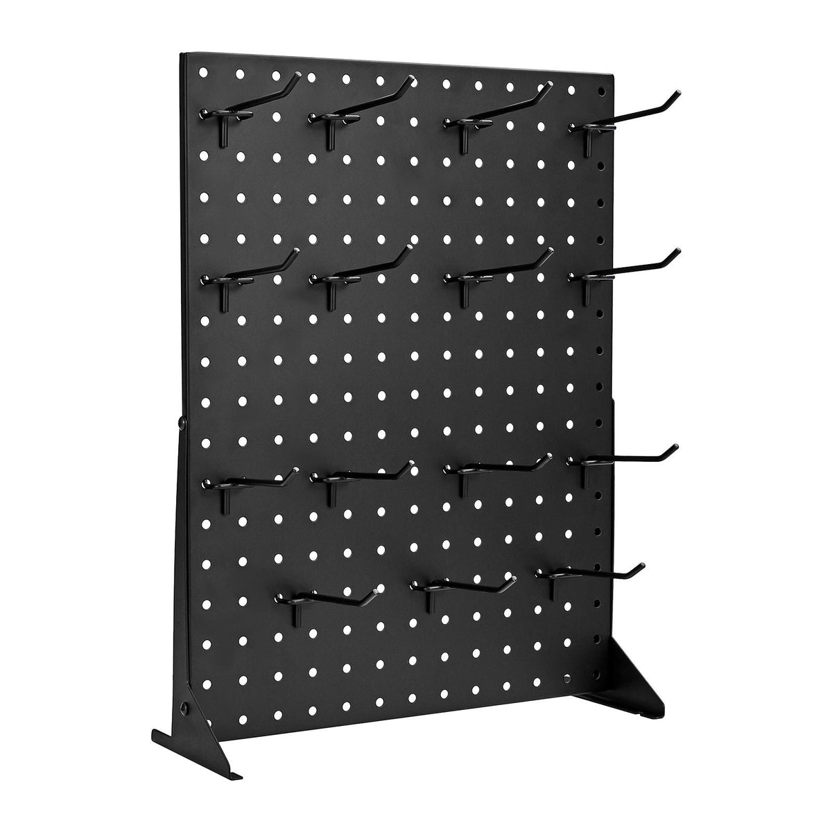 Pegboard Display Stand, 43 x 33 cm Tabletop Pegboard Display Stand with 15 Hooks, Thickened Cold-Rolled Steel Peg Board Panel for Grocery, Retail Store and Jewelry Shop, Black (1 PCS)