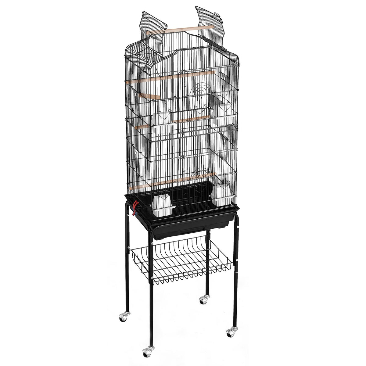 Large Bird Cage, 62 in, Open Top Parakeet Cage with Rolling Stand,  Steel Bird Flight Cage with Removable Tray, Budgie Birdcage with 4 Perches, Parrot Cage for Lovebirds Cockatiels Pet Toy