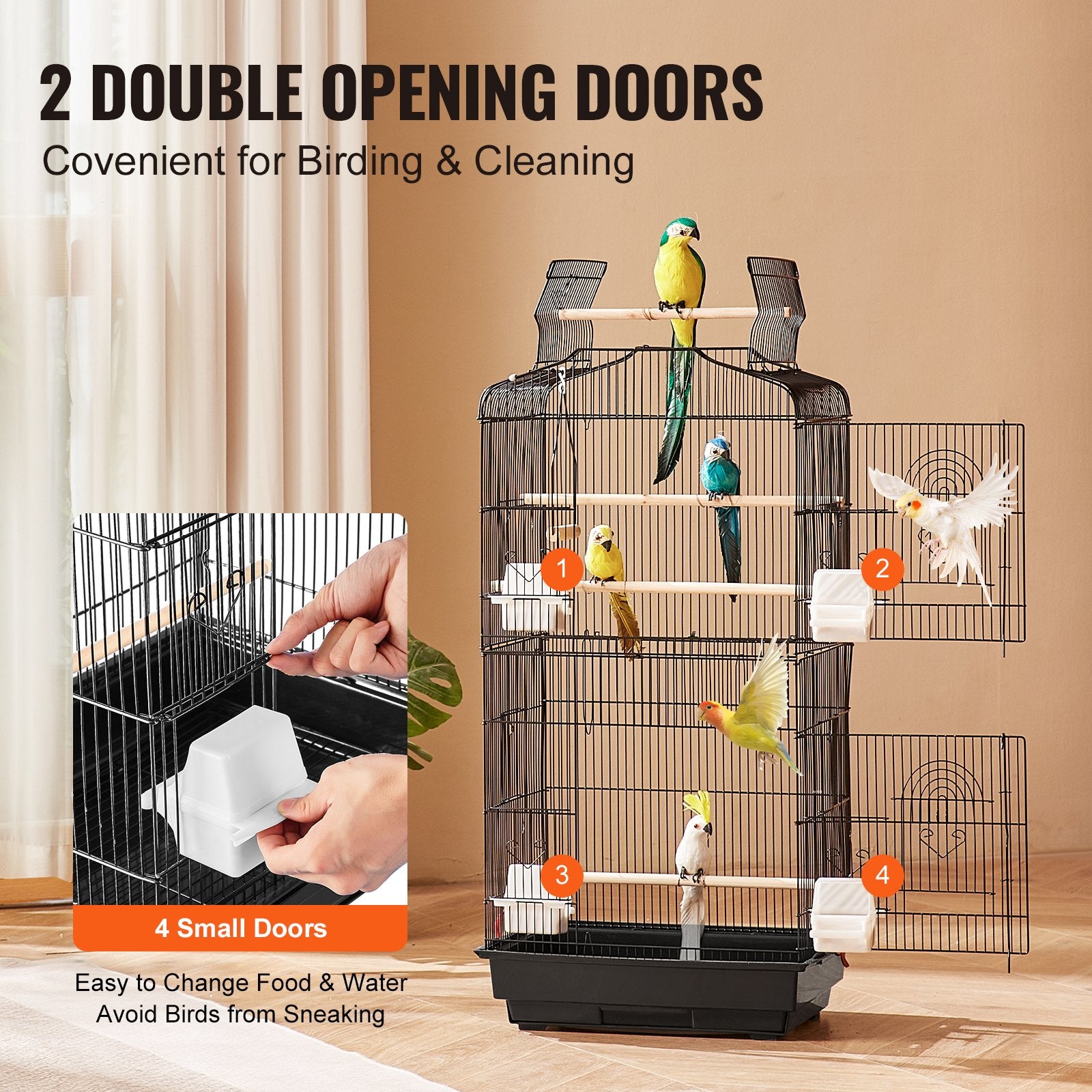 Bird Cages & Stands: VEVOR Bird Flight Cage 39 in Hanging Metal Parakeet Cage for Cockatiels Parrot