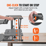 Desk Accessories: VEVOR Standing Desk Converter, Two-Tier Stand up Desk Riser, 800 mm Large Sit to Stand Desk Converter,140-510 mm Adjustable Height, for Monitor, Keyboard & Accessories Used in Home Office